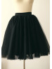 Pure Black Satin Tulle Short Skirt